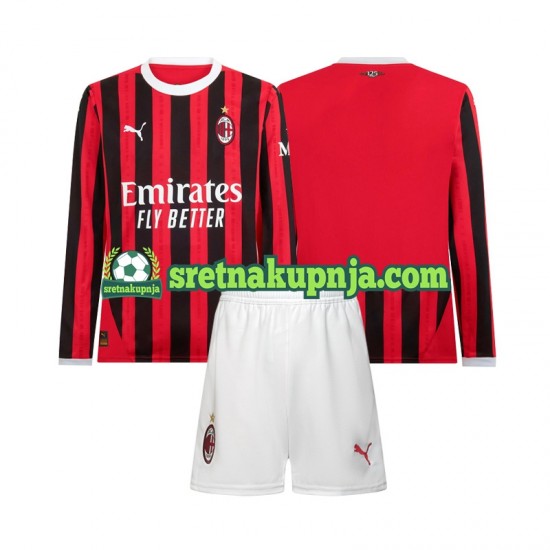 Dječja Domaći Home Dresova AC Milan 2024-2025 Dugim Rukavima