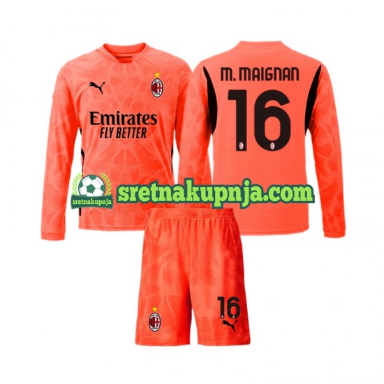 Dječja Četvrti Golmanski Dresova AC Milan Mike Maignan 16 2024-2025 Dugim Rukavima