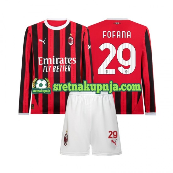 Dječja Domaći Home Dresova AC Milan Youssouf Fofana 29 2024-2025 Dugim Rukavima
