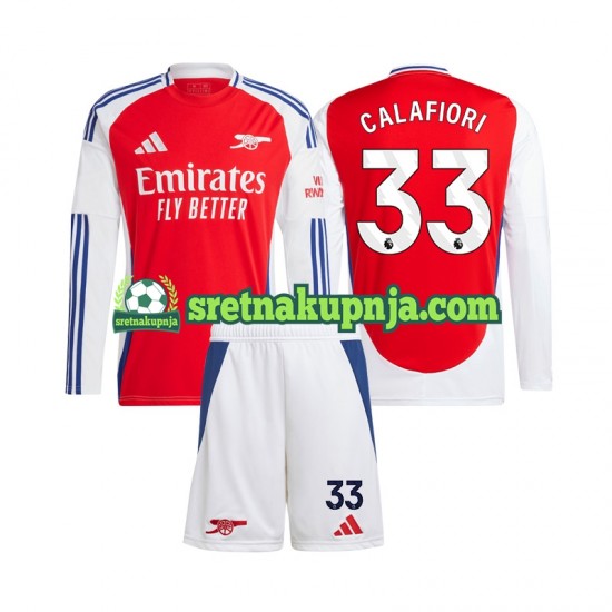 Dječja Domaći Home Dresova Arsenal Riccardo Calafiori 33 2024-2025 Dugim Rukavima