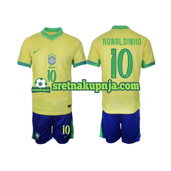 Dječja Domaći Home Dresova Brazil Ronaldinho 10 2024 Kratkih Rukava