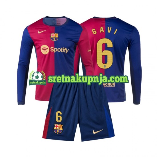Dječja Domaći Home Dresova FC Barcelona Gavi 6 2024-2025 Dugim Rukavima