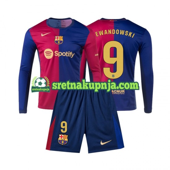 Dječja Domaći Home Dresova FC Barcelona Lewandowski 9 2024-2025 Dugim Rukavima