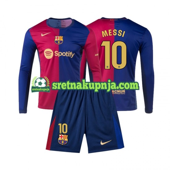 Dječja Domaći Home Dresova FC Barcelona Lionel Messi 10 2024-2025 Dugim Rukavima