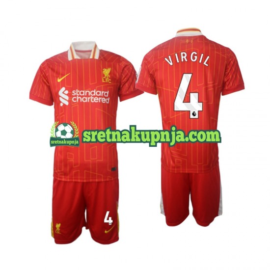 Dječja Domaći Home Dresova Liverpool Virgil 4 2024-2025 Kratkih Rukava