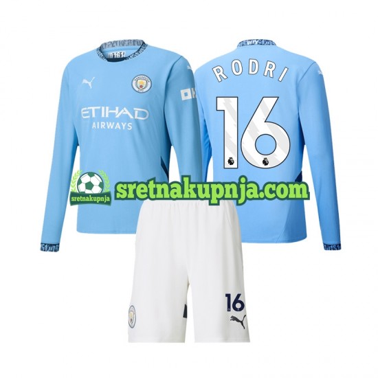 Dječja Domaći Home Dresova Manchester City Rodri 16 2024-2025 Dugim Rukavima