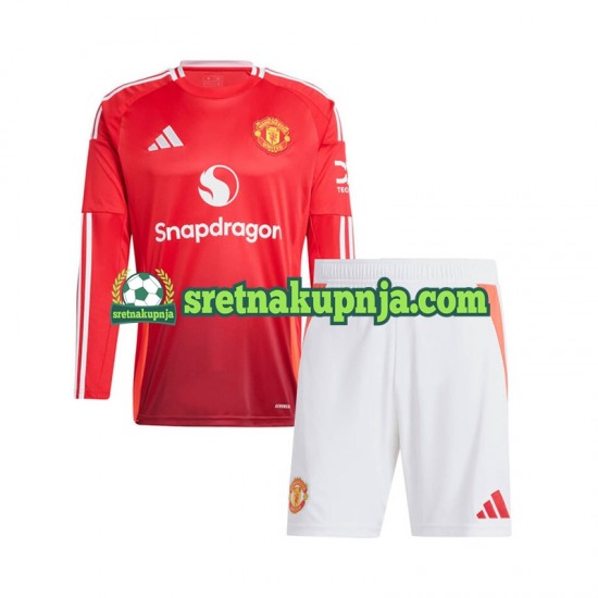Dječja Domaći Home Dresova Manchester United 2024-2025 Dugim Rukavima