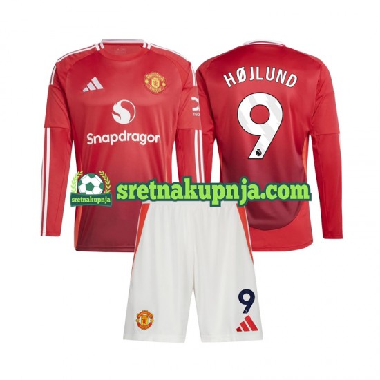 Dječja Domaći Home Dresova Manchester United Rasmus Hojlund 9 2024-2025 Dugim Rukavima