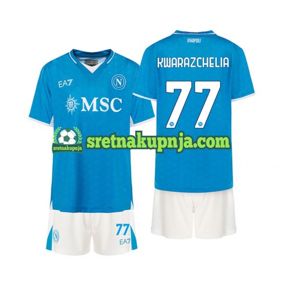 Dječja Domaći Home Dresova Napoli Khvicha Kvaratskhelia 77 2024-2025 Kratkih Rukava