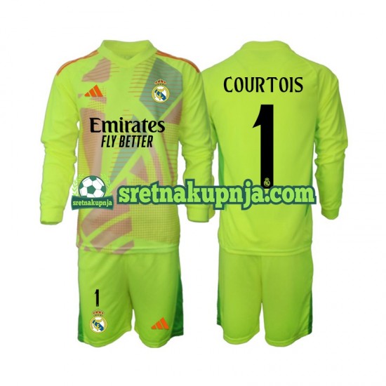 Dječja Četvrti Golmanski Dresova Real Madrid COURTOIS 1 2024-2025 Dugim Rukavima